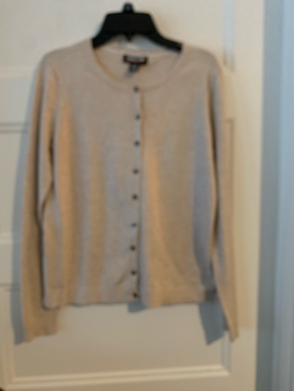 Kirkland cotton blend knit Beige Crewneck Button Cardigan - Women
